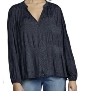 Anthropologie Current Air Blouse Women Celestial Star Top Blue Peasant  Large